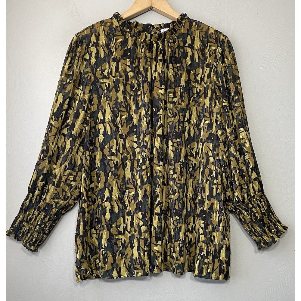 Maison d' Amelie Artsy Floral Top Size XL Green Dark Forest Fairy Boho Grunge